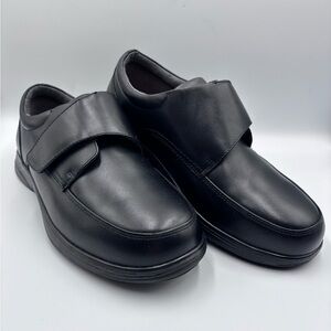 Anodyne No. 28 Men's Diabetic Shoes Black Size 10W Leather Oxford Hook & Loop